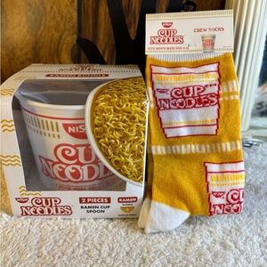 Ramen Cup/Spoon Cup Noodles 2 Pieces & Crew Socks size 6-12 NWT